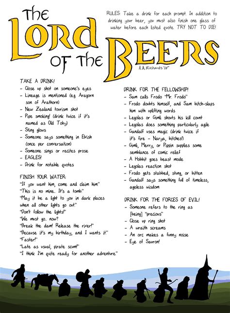 drinking game for lord of the rings